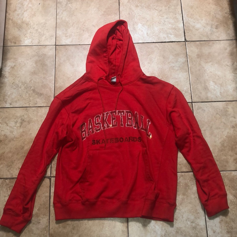 BASKETBALL SKATEBOARDS RHINESTONE HOODIE